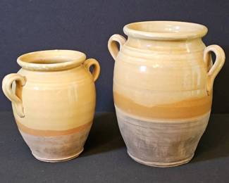 Vintage Terracotta Orci Jars Pair, Honey Yellow  Raw Clay Rustic... Italian Countryside