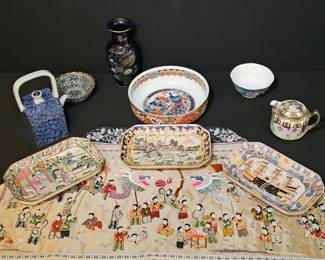 Vintage  Antique Asian Collectibles  Imari, Nippon Moriage, Export Platters, Toyo Vase  More