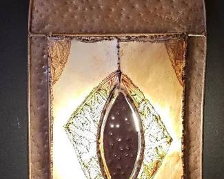 Handcrafted Moroccan Goatskin Henna  PunchedMetal Wall Sconce