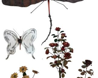 Metal Garden Sculptures  Roses, Sunflowers, Dragonfly  Butterfly