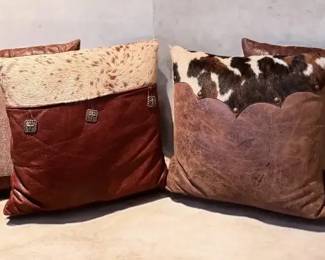 Lot 2 Matching  Cross Designer Set HighEnd Leather Pillows