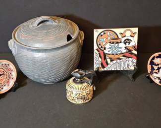 Globetrotting Artisan Pottery  Ceramic Art Lot Greek Tureen, Rhodes Plates,  Museum Replicas