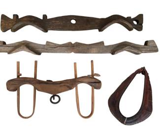 Authentic Harness  Tack Collection Ox Yoke, Leather Collar  Evener Bars