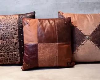 Lot 1 The Designer Square Set HighEnd Leather Pillows