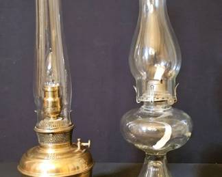 A Tale of Two Eras Vintage Bradley  Hubbard Electric Conversion and White Flame Glass Oil Lamps