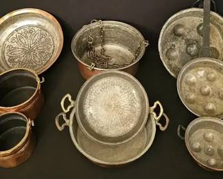 Antique HandHammered Tinned Copper Specialty Cookware Collection