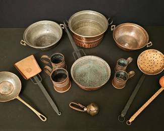 Vintage Decorative Copper Cookware  Utensil Lot  Farmhouse Decor