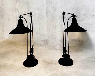Pottery Barn Glendale Pulley Task Table Lamps  OilRubbed Bronze