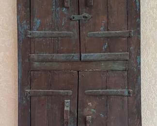 Primitive Architectural Antique Wall Hanger... Double Shutters