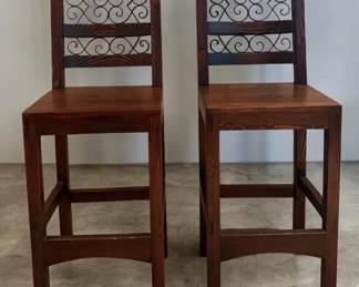 Wrought Iron  Solid Wood Barstools