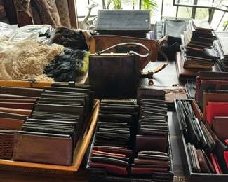 Leather wallets 6.00 each, checkbook covers 6.00 each 