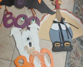 vaiety of seasonal wood decor and more