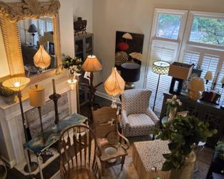 Over view of family room with Sale items