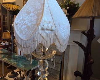 antique Brass and glass lamp