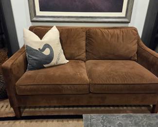 Brown corduroy loveseat