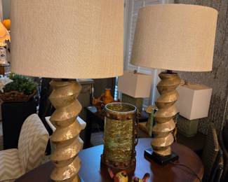 twin gold spiral lamps