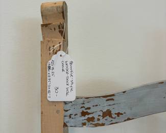 A13 - $30. Primitive Style Ladder-back side chair. Measures 17.5" x 17.75" x 42" tall. Floor to seat is 18.25".