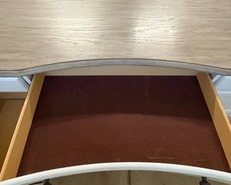 A77 - $275. Small Executive Desk. Measures 66" x 29" x 30.5" tall. Most of the wear is in one spot on the top. Structurally sound and overall good condition.