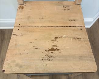 A13 - $30. Primitive Style Ladder-back side chair. Measures 17.5" x 17.75" x 42" tall. Floor to seat is 18.25".
