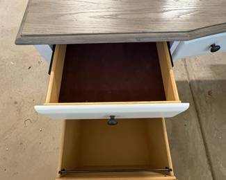 A77 - $275. Small Executive Desk. Measures 66" x 29" x 30.5" tall. Most of the wear is in one spot on the top. Structurally sound and overall good condition.