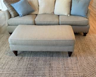 A5 - $550. Kincaid Sofa & Ottoman. Measures 82.5" x 36.5" x 38.5" tall. Ottoman Measures 48.5" x 24.5" x 18.5" tall. Cushions show minor pilling - overall very good condition.
