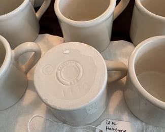 A35 - $80. 12 Pc. Hartstone Mugs. Off white. Excellent Condition.