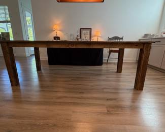 A4 - $750. Custom Made Farmhouse Style Dining Table. Made from Wood Reclaimed from NC Barns. Measures 89.5" x 40" x 30" tall. Very sturdy! Overall excellent condition - made from reclaimed wood so it does have some natural imperfections.