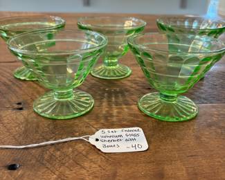A40 - $40. Set of 5 Federal Uranium Sherbet Glasses.