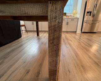 A4 - $750. Custom Made Farmhouse Style Dining Table. Made from Wood Reclaimed from NC Barns. Measures 89.5" x 40" x 30" tall. Very sturdy! Overall excellent condition - made from reclaimed wood so it does have some natural imperfections.