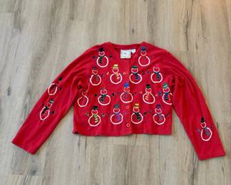A94 - $60. Michael Simon Embroidered Cardigan. Size Large.