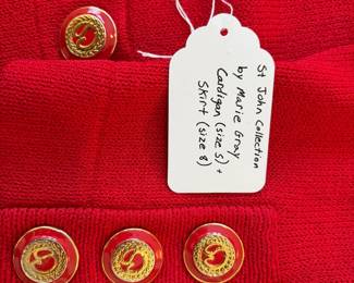 A90 - $150. St. John Collection by Marie Gray. Cardigan size S. Skirt size 8.