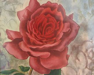 A30 - $15. Vintage Lotte Gunthart Botanical Rose Print. Measures 15" x 16.25".