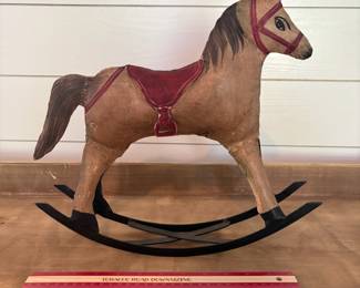 A45 - $20. Vintage Reproduction Metal Rocking Horse. Measures 14" x 2.75" x 13.25" tall.