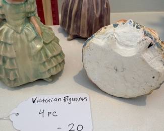 A23 - $20. 4 Pc Victorian Chalkware Figurines. Each are approximately 5" tall.