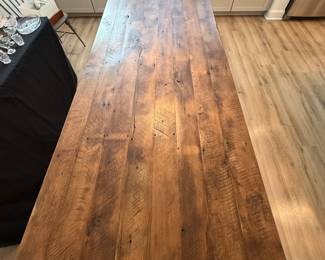 A4 - $750. Custom Made Farmhouse Style Dining Table. Made from Wood Reclaimed from NC Barns. Measures 89.5" x 40" x 30" tall. Very sturdy! Overall excellent condition - made from reclaimed wood so it does have some natural imperfections.