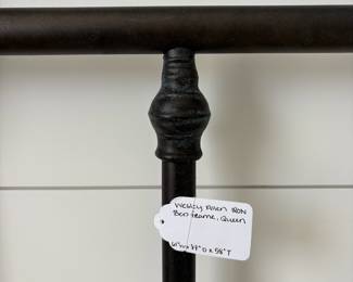 A2 - $550. Wesley Allen Iron Queen Size Bed. FRAME ONLY. Measures 61" wide x 87" long x 58" tall.