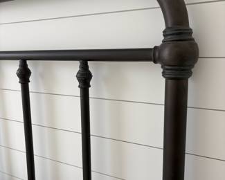A2 - $550. Wesley Allen Iron Queen Size Bed. FRAME ONLY. Measures 61" wide x 87" long x 58" tall.