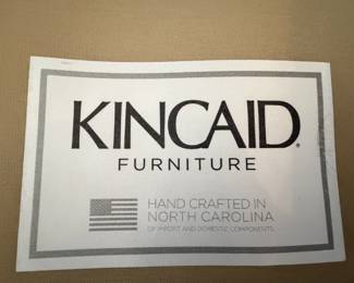 A5 - $550. Kincaid Sofa & Ottoman. Measures 82.5" x 36.5" x 38.5" tall. Ottoman Measures 48.5" x 24.5" x 18.5" tall. Cushions show minor pilling - overall very good condition.
