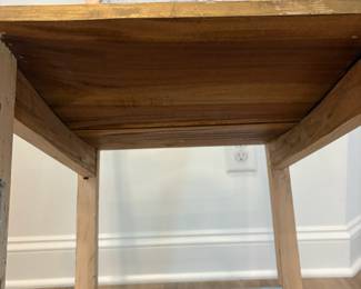 A13 - $30. Primitive Style Ladder-back side chair. Measures 17.5" x 17.75" x 42" tall. Floor to seat is 18.25".
