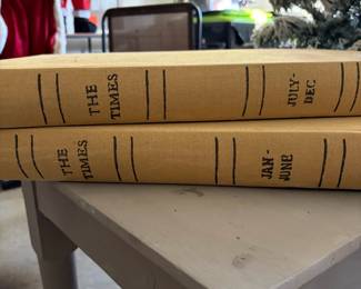 A80 - $35. Pair of Oversized Fabric Books with Storage Compartments. "The Times".