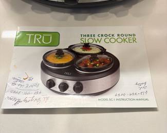 A8 - $30. Tru Triple Server Buffet Station (3x Crockpot). Excellent Condition.