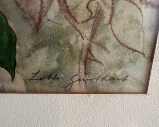 A30 - $15. Vintage Lotte Gunthart Botanical Rose Print. Measures 15" x 16.25".