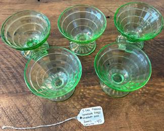 A40 - $40. Set of 5 Federal Uranium Sherbet Glasses.