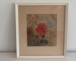 A30 - $15. Vintage Lotte Gunthart Botanical Rose Print. Measures 15" x 16.25".