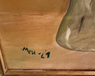 A31 - $40. Floral Oil Painting. Signed MCH '69. Measures 11.5" x 21.75".