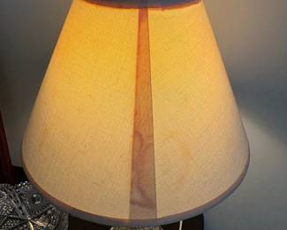 A18 - 2 Available - $20 Each. Hobnail Glass Table Lamp. Measures 16" tall. Shade is in ok condition.