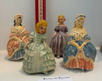 A23 - $20. 4 Pc Victorian Chalkware Figurines. Each are approximately 5" tall.