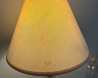 A18 - 2 Available - $20 Each. Hobnail Glass Table Lamp. Measures 16" tall. Shade is in ok condition.