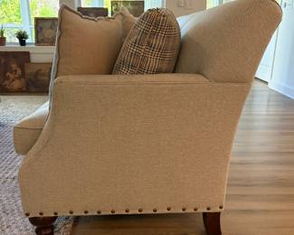 A5 - $550. Kincaid Sofa & Ottoman. Measures 82.5" x 36.5" x 38.5" tall. Ottoman Measures 48.5" x 24.5" x 18.5" tall. Cushions show minor pilling - overall very good condition.