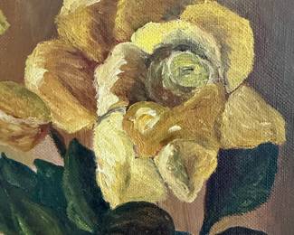 A31 - $40. Floral Oil Painting. Signed MCH '69. Measures 11.5" x 21.75".
